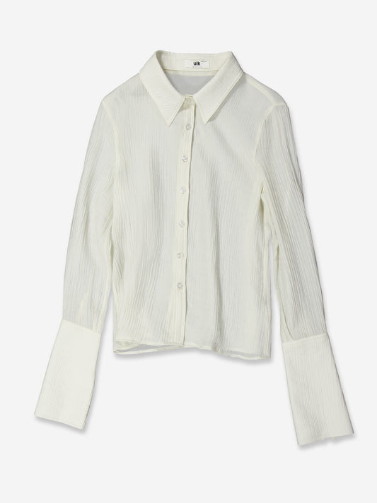 Textured white long-sleeve shirt - Camuleta