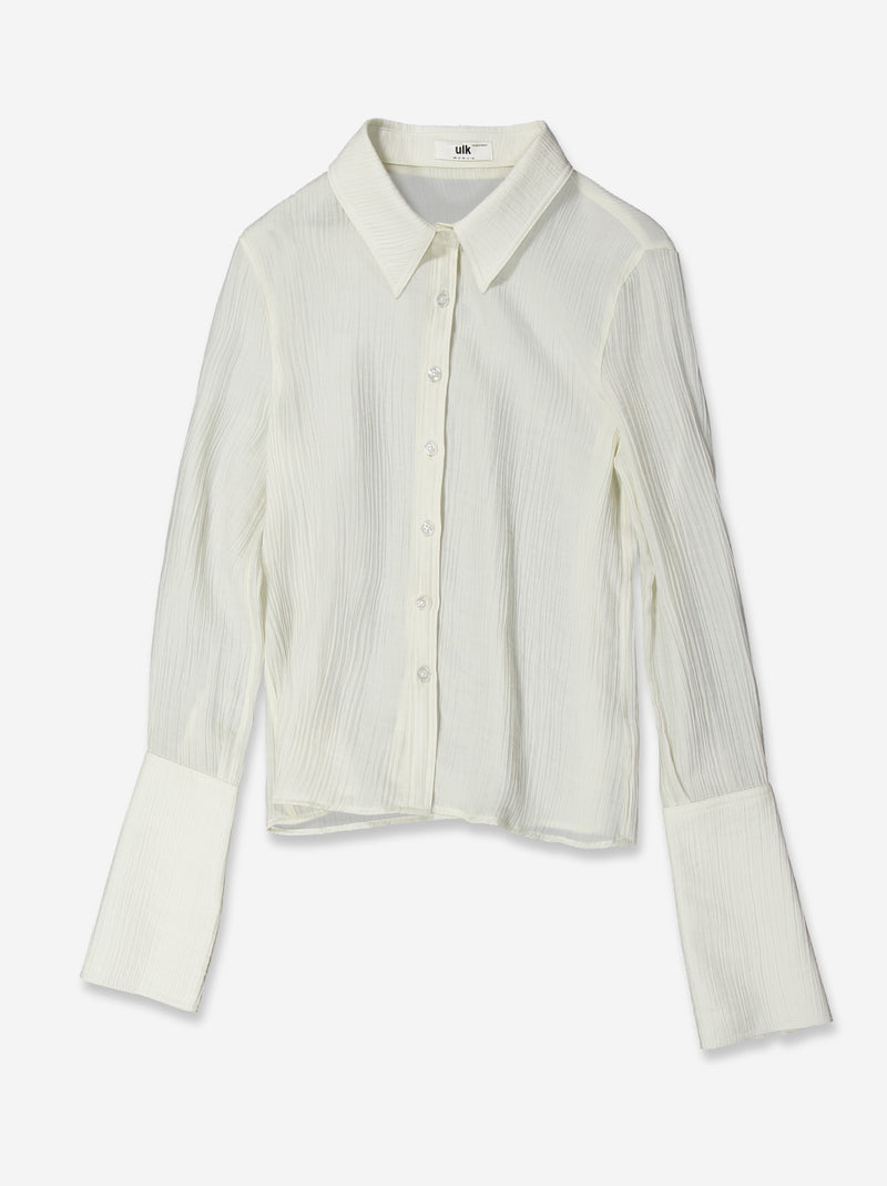 Camisa textura detalle manga blanca - Camuleta