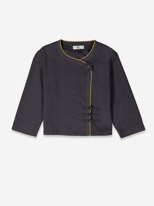 Chaqueta de lino asimétrica estilo oriental - Lupe