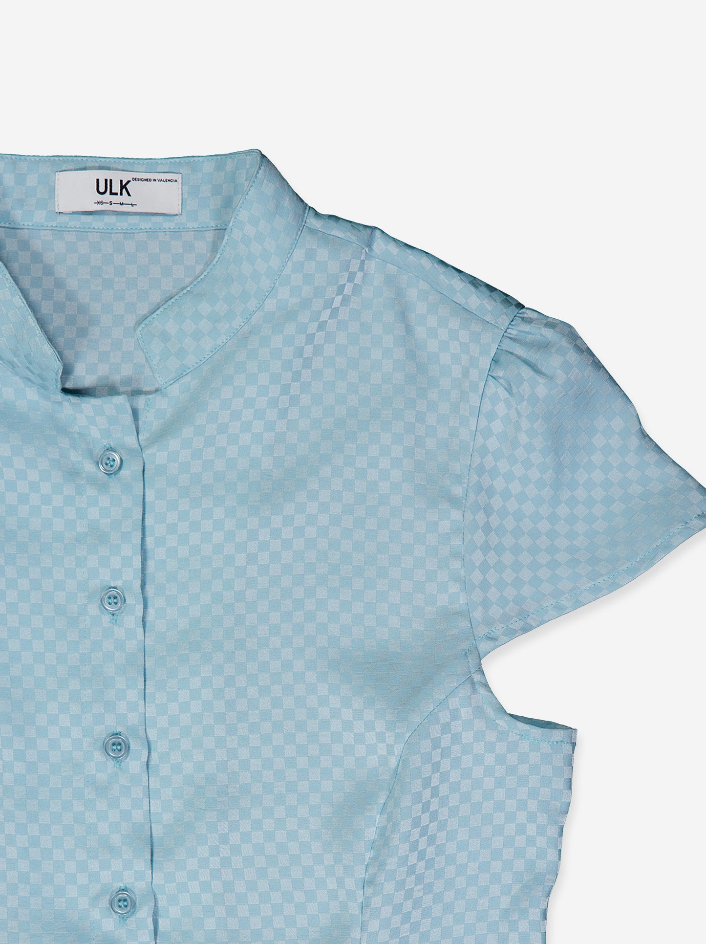 Camisa satinada azul con estampado jacquard - Rin