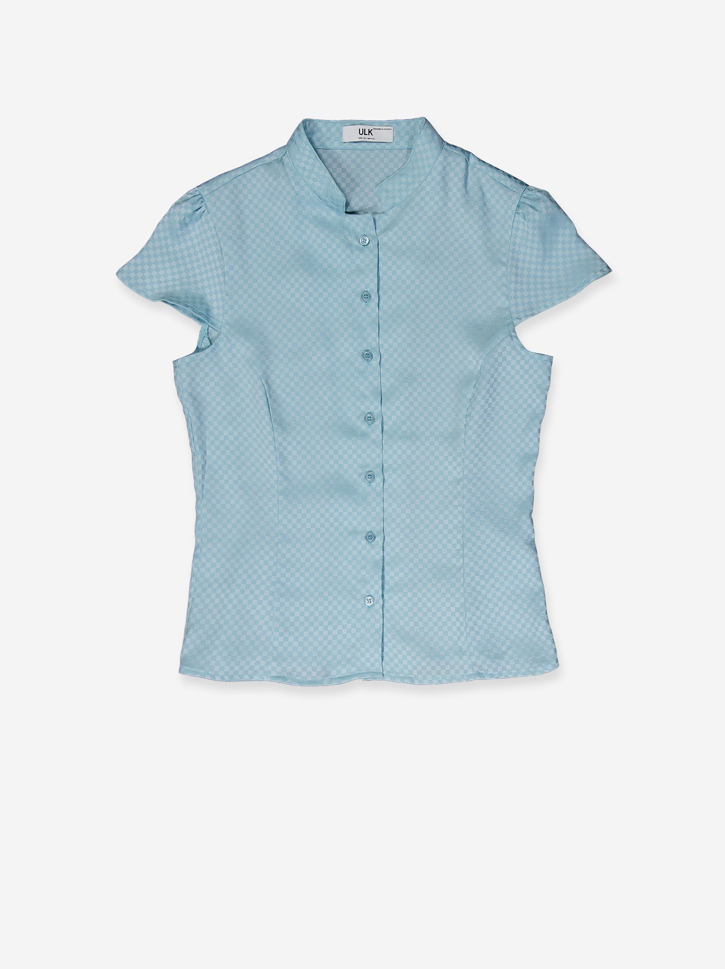 Camisa satinada azul con estampado jacquard - Rin