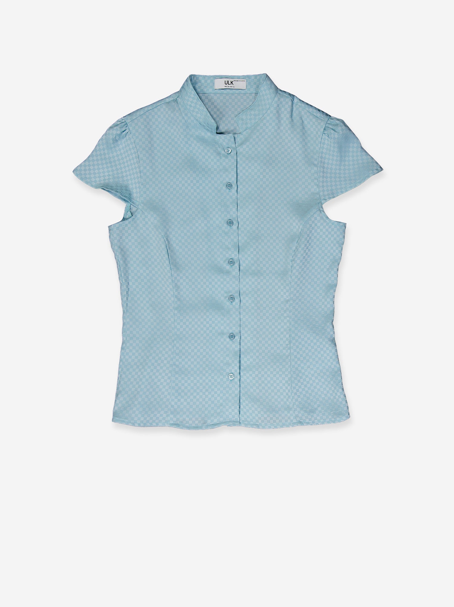 Camisa satinada azul con estampado jacquard - Rin