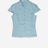 Camisa satinada azul con estampado jacquard - Rin