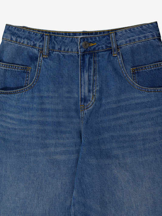 Washed blue wide leg jeans - You are