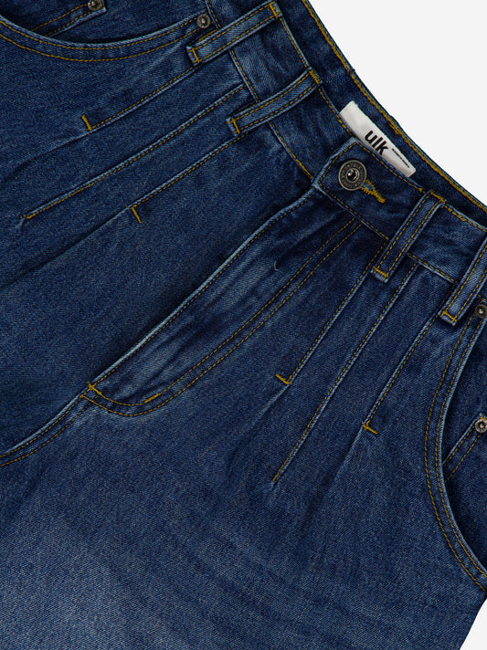 Bermudas denim con pinzas frontales - Mina