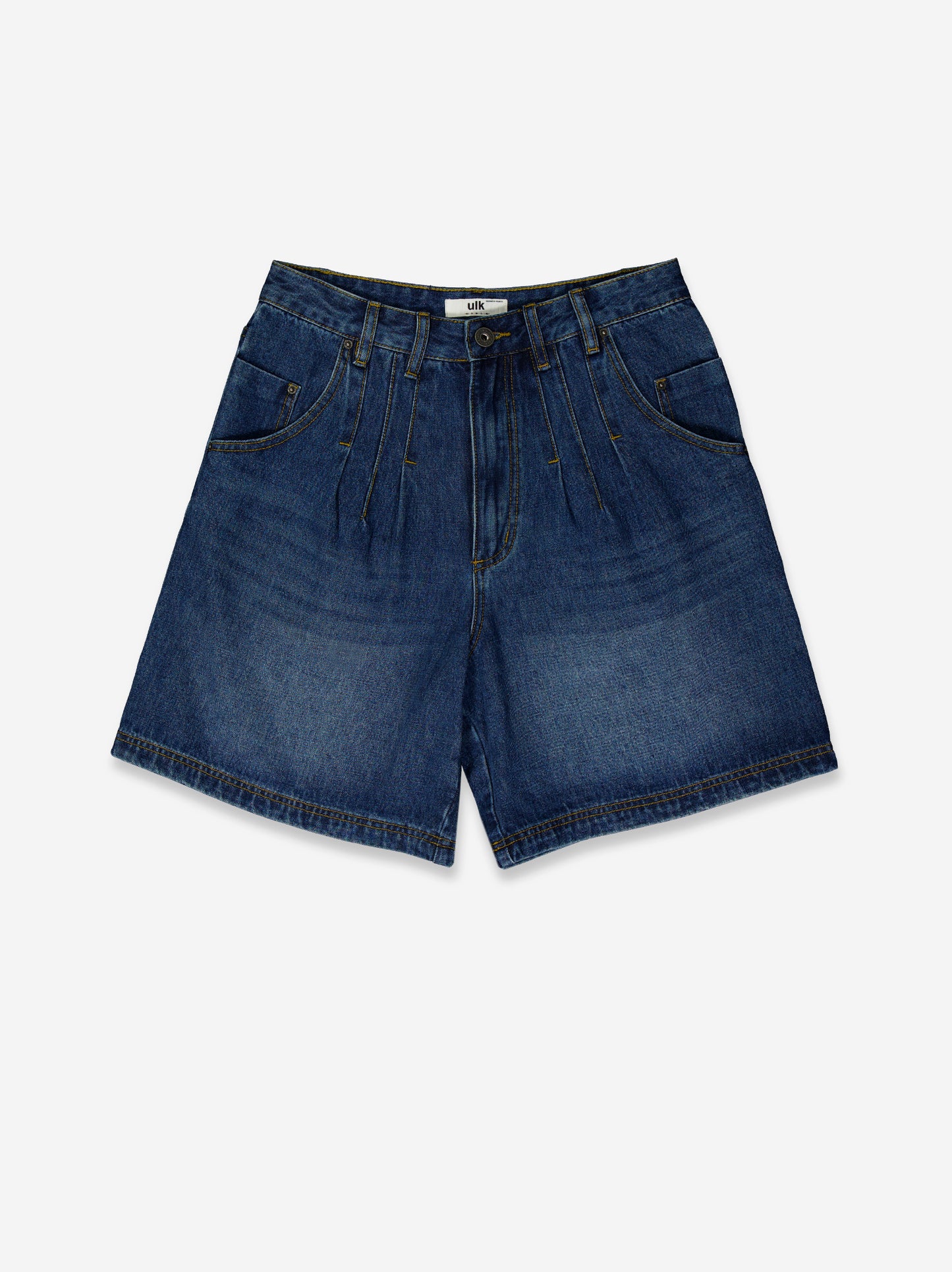 Denim Bermuda shorts with front pleats - Mina