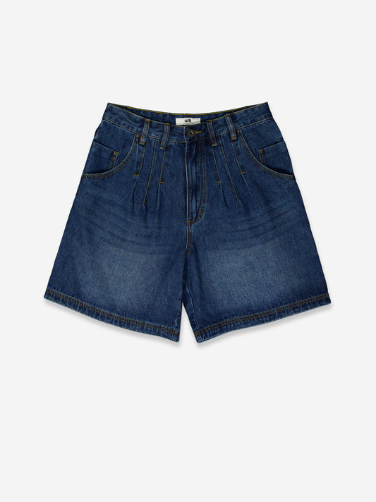 Bermudas denim con pinzas frontales - Mina