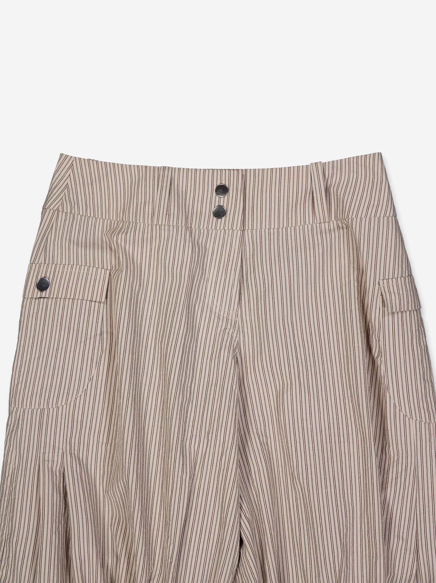 Bermuda beige de rayas con bajo ajustable - Brava