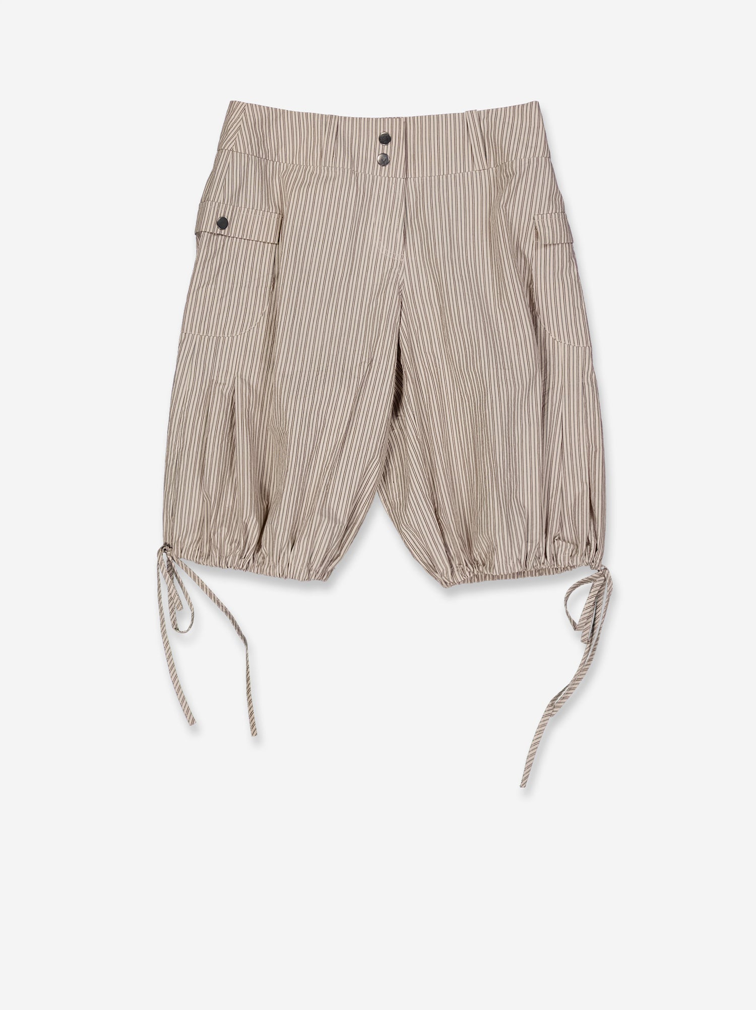 Bermuda beige de rayas con bajo ajustable - Brava