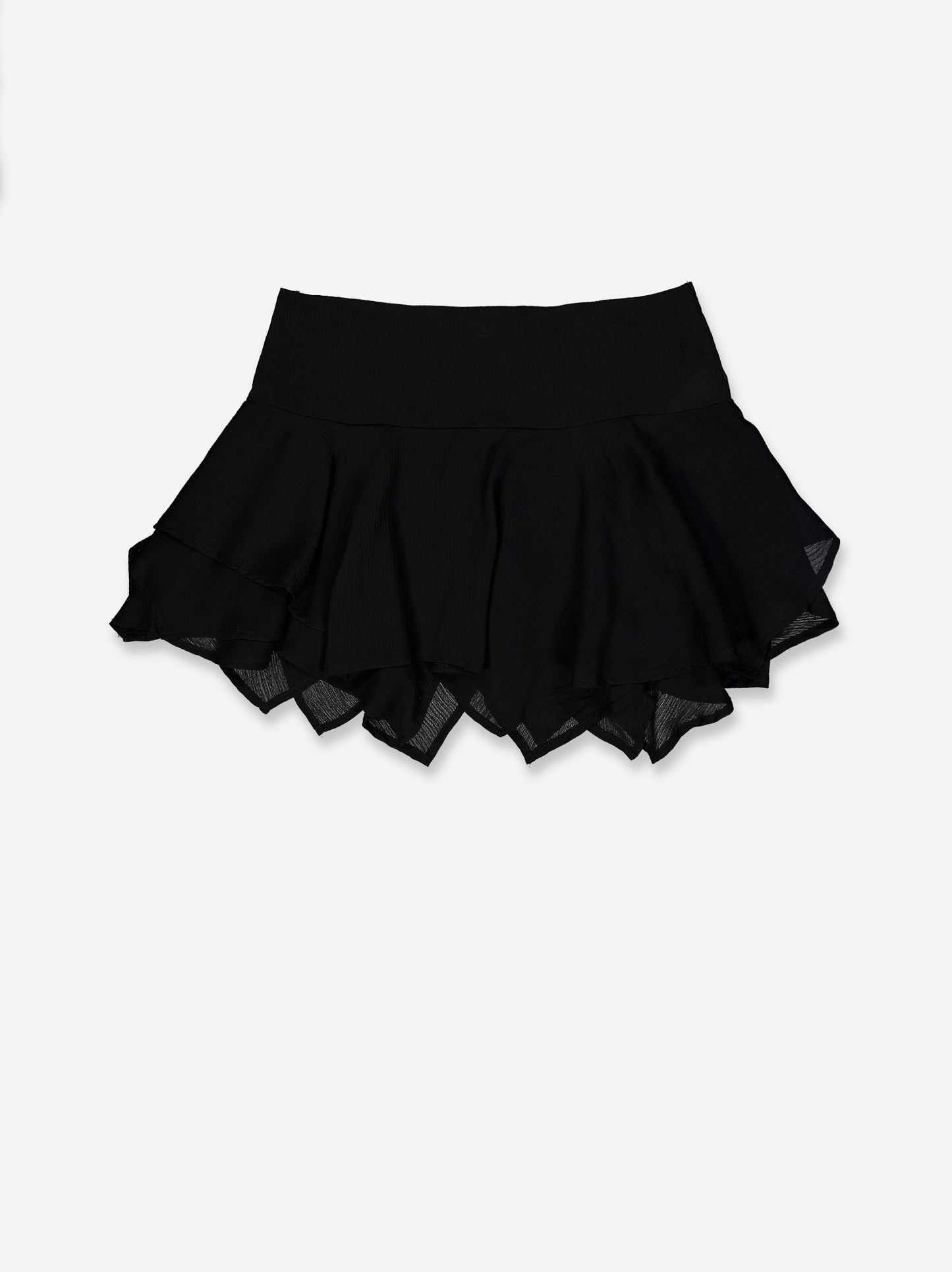 Mini falda negra de gasa con volantes - Flare