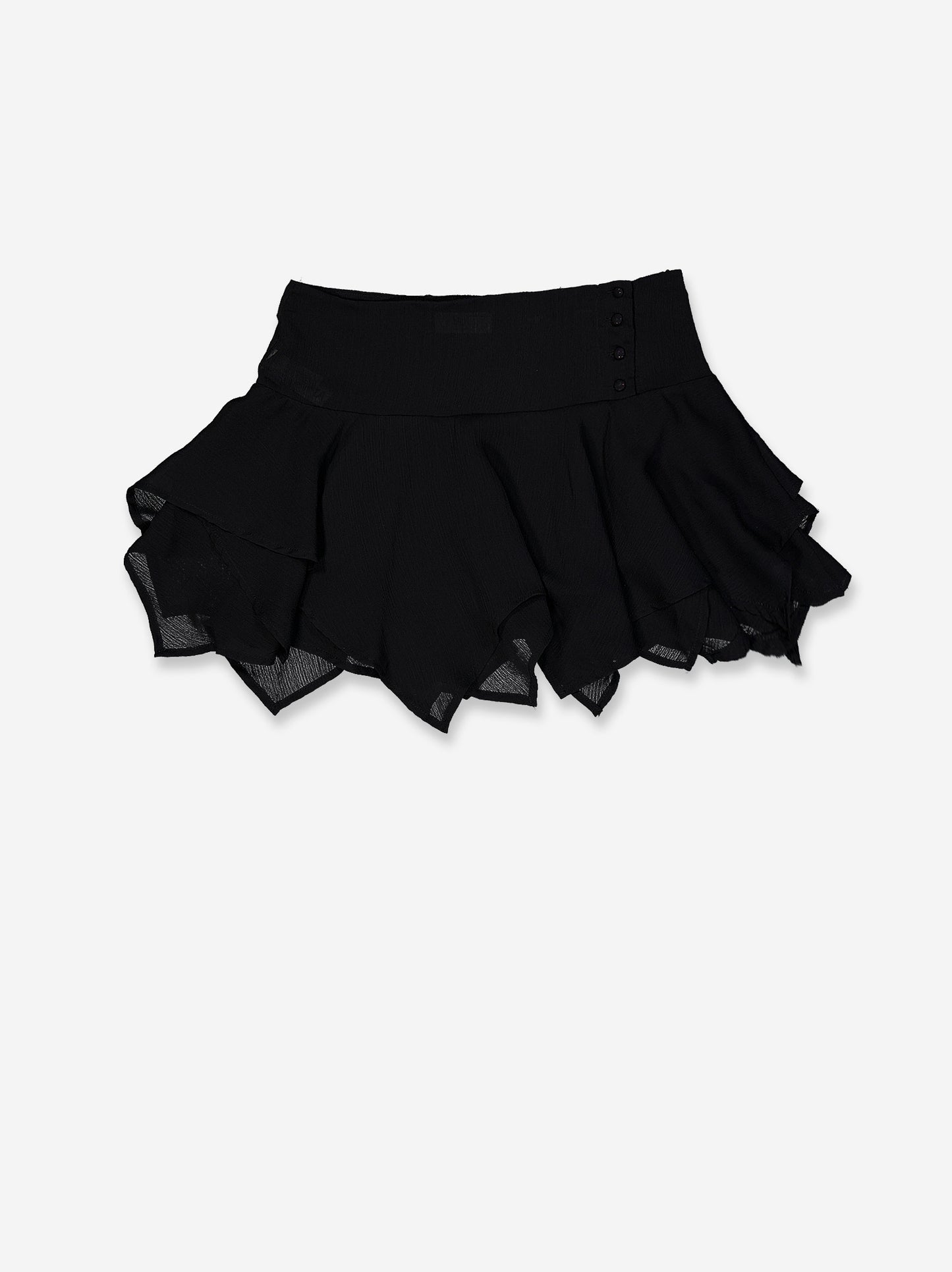 Mini falda negra de gasa con volantes - Flare
