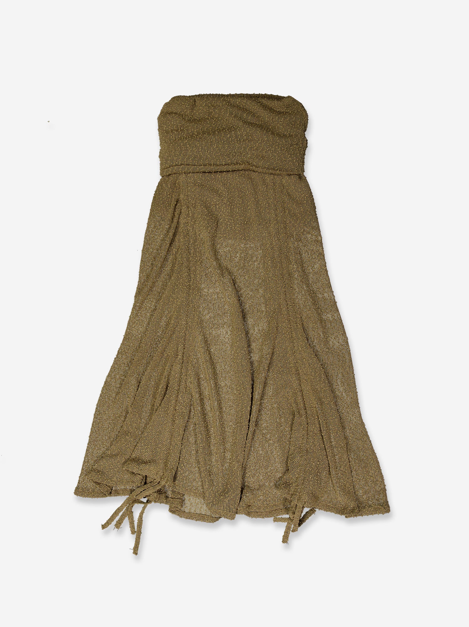 Beige textured skirt with draping and fringe - Seisei