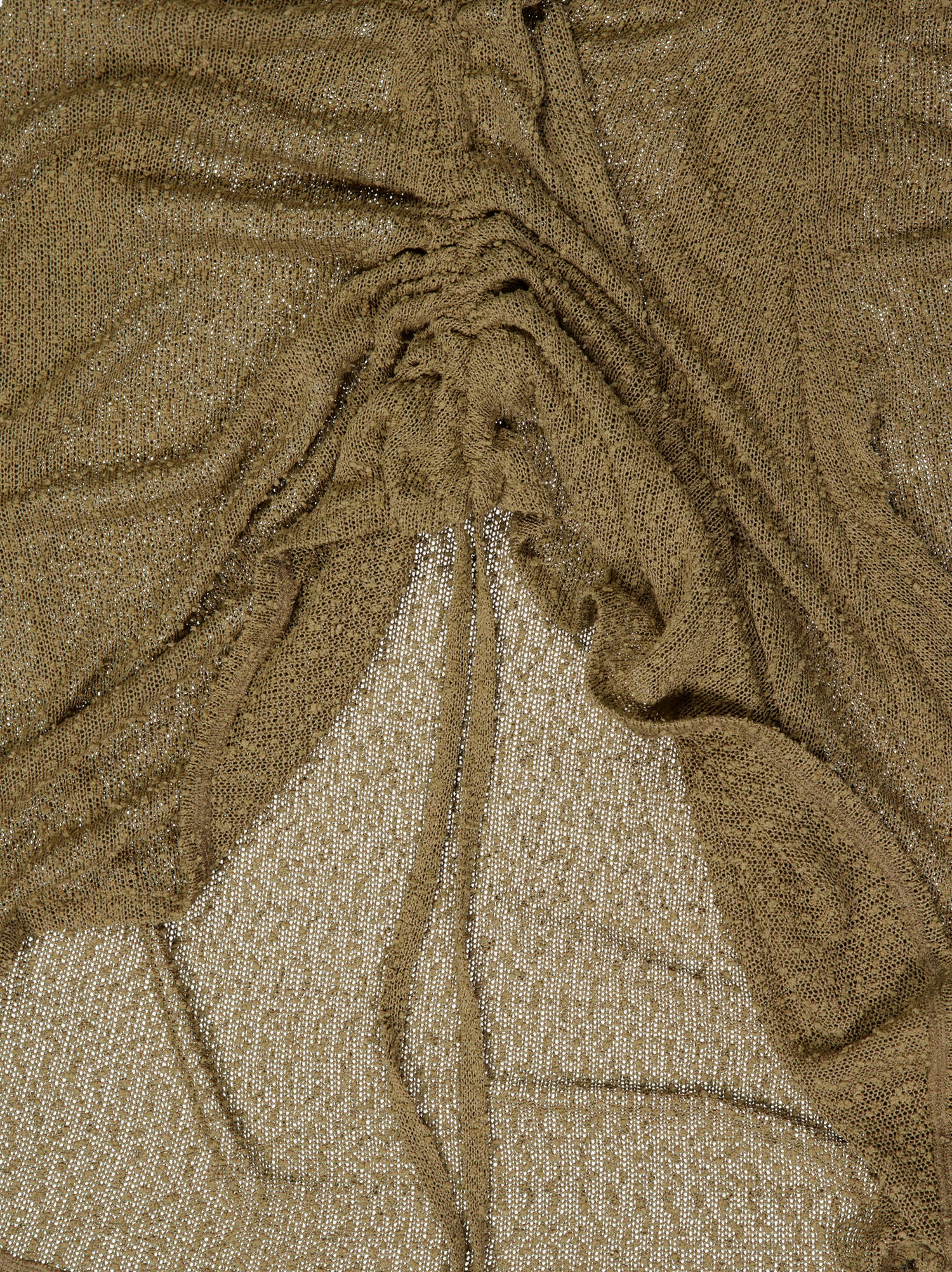 Beige textured skirt with draping and fringe - Seisei