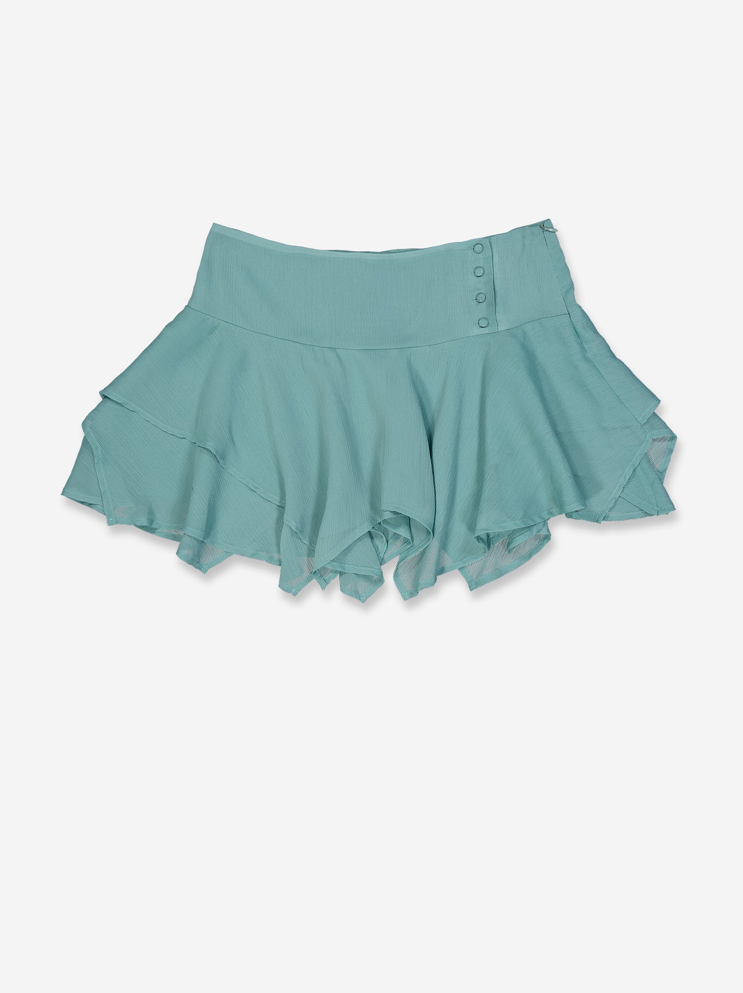 Mini falda verde de gasa con volantes - Flare