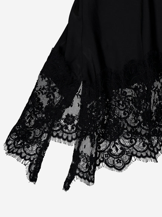 Black top with lace and asymmetrical straps - Calia