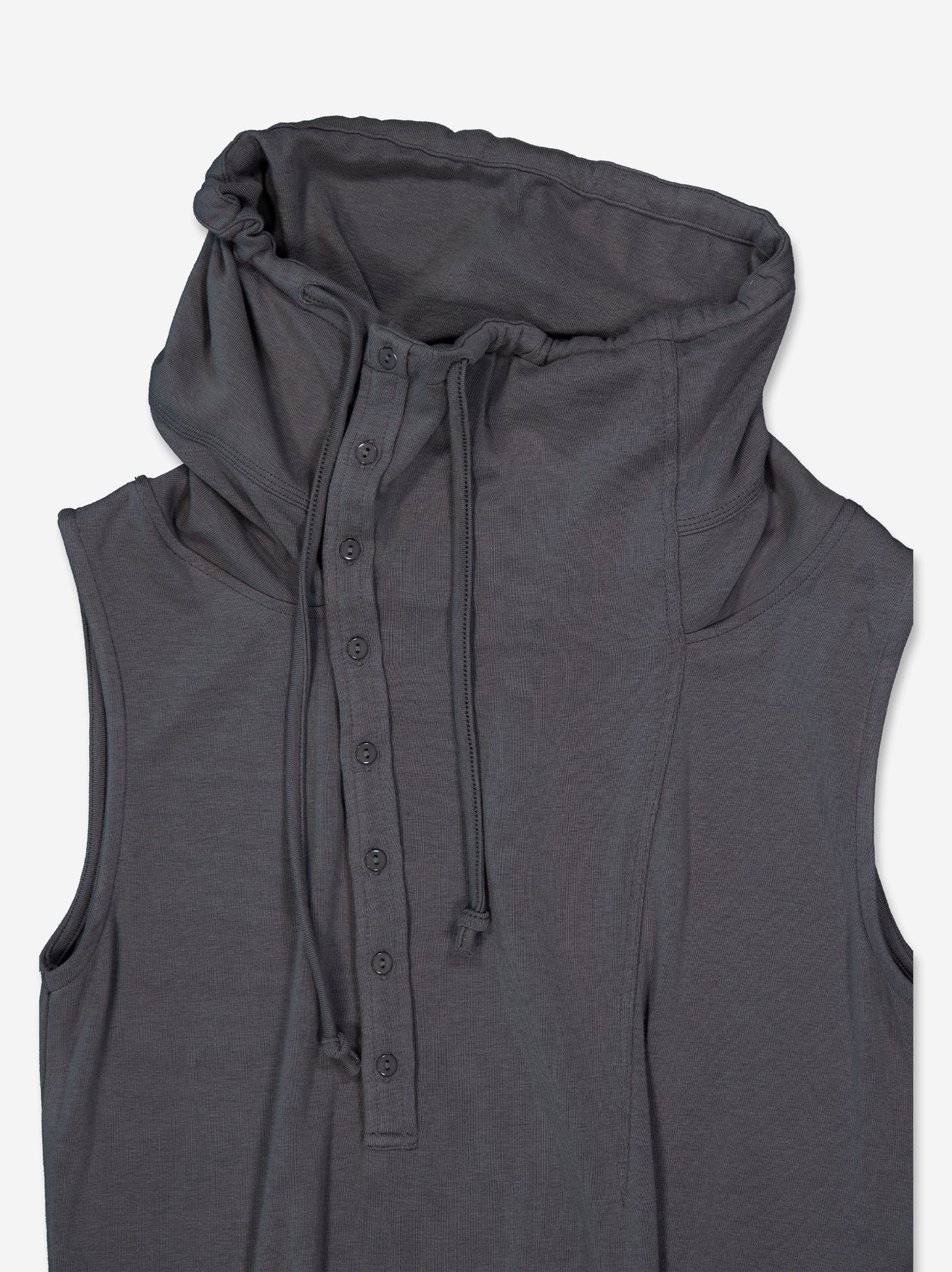 Asymmetric-neck vest with hood - Two