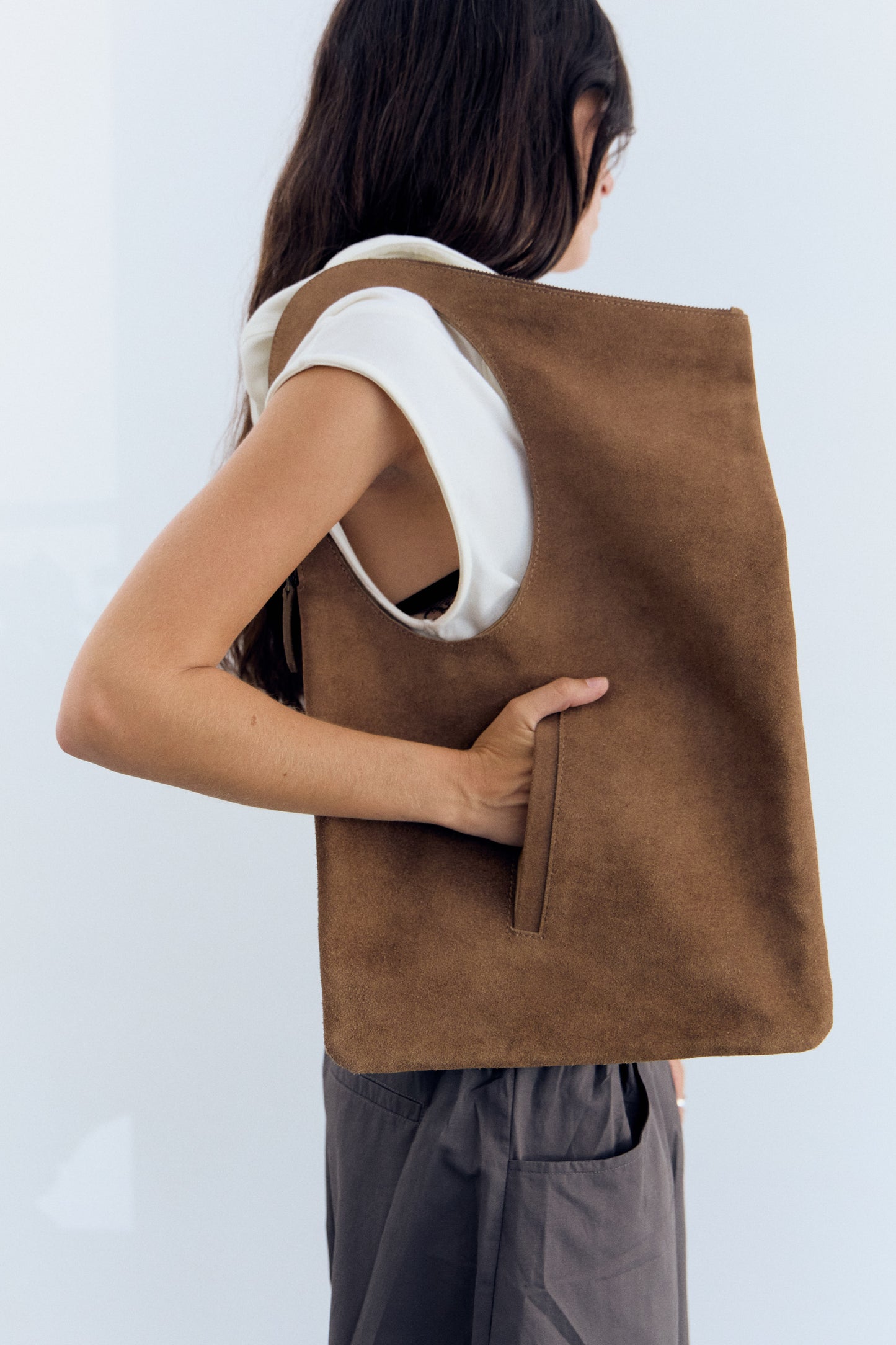 Bolso De Piel Serraje Marrón- Mariana