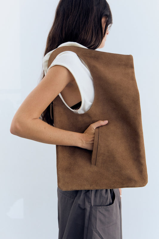 Bolso De Piel Serraje Marrón- Mariana