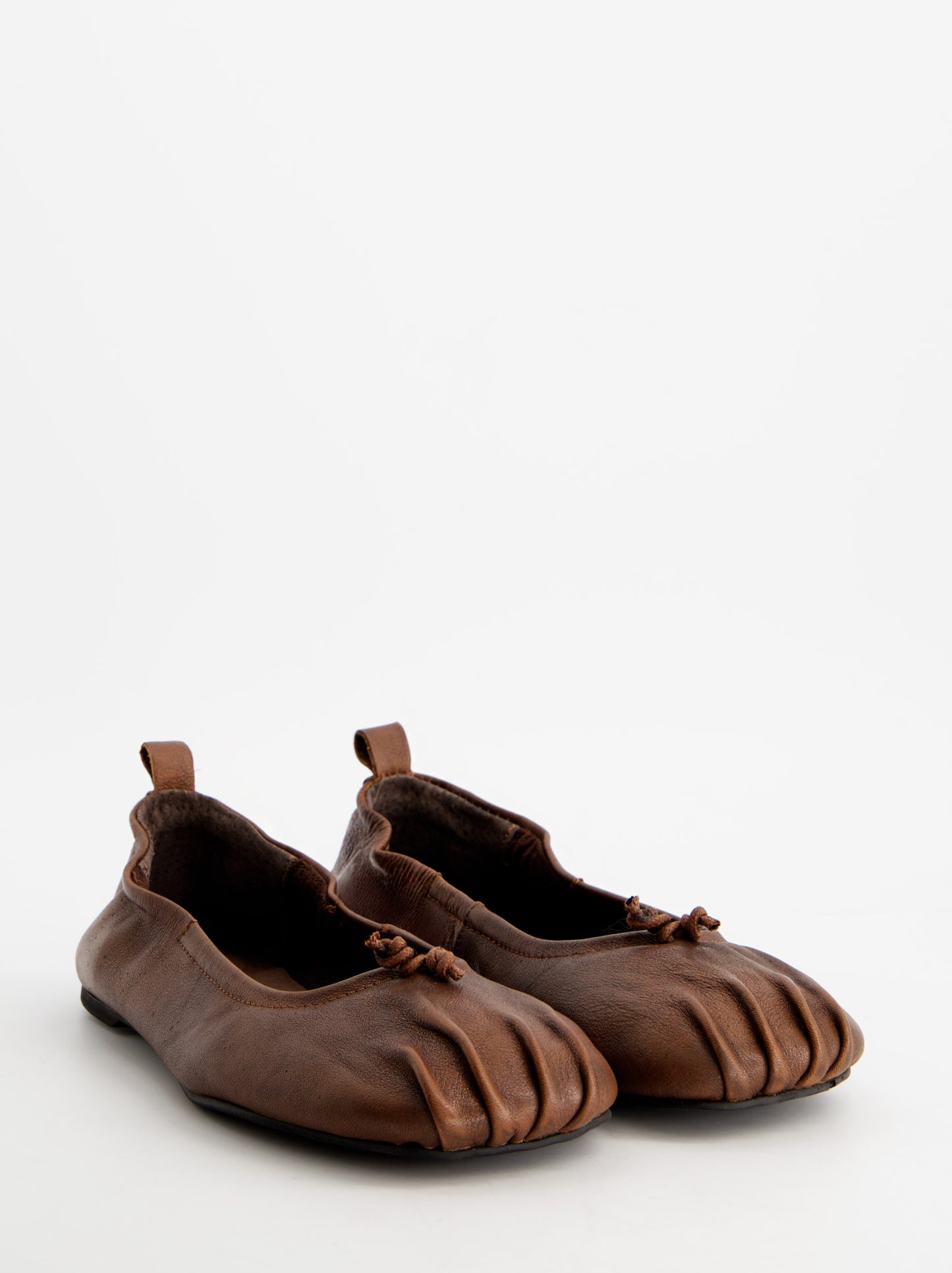 Ruched leather ballerinas - ULK Catty