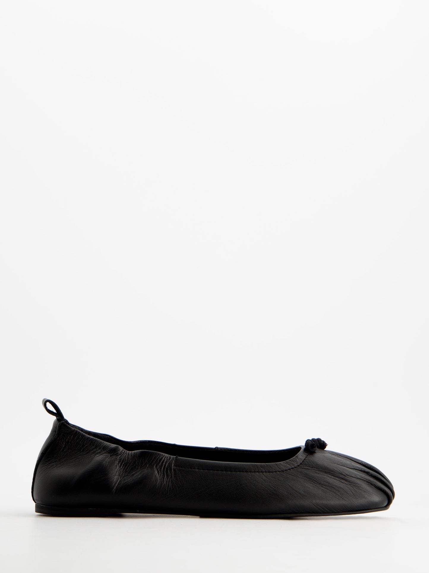 Black ruched leather ballerinas - ULK Catty