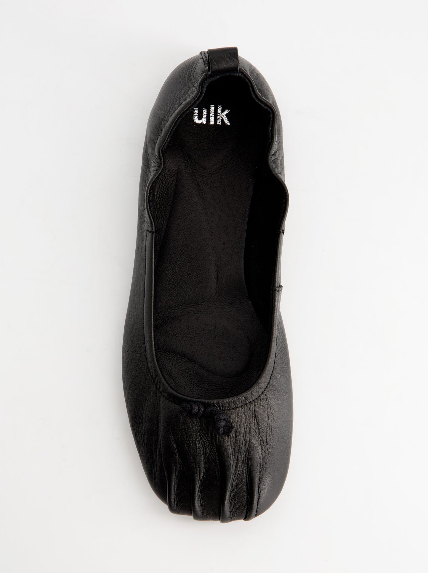Black ruched leather ballerinas - ULK Catty