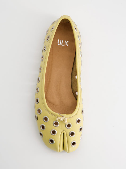 Leather tabi ballet flats with metal eyelets - Kailet