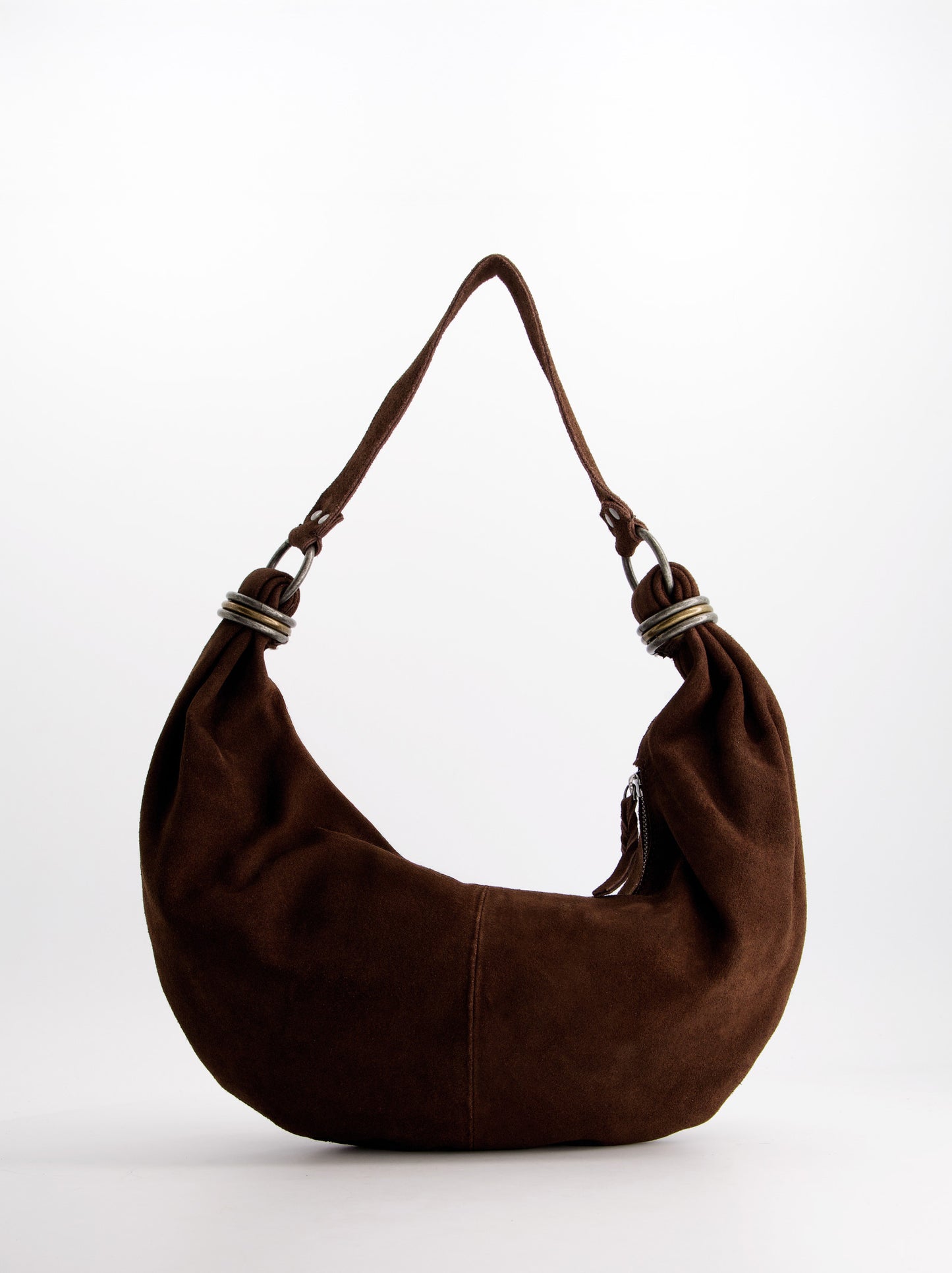 Bolso De Ante Marrón Con Herrajes Metálicos - Santa