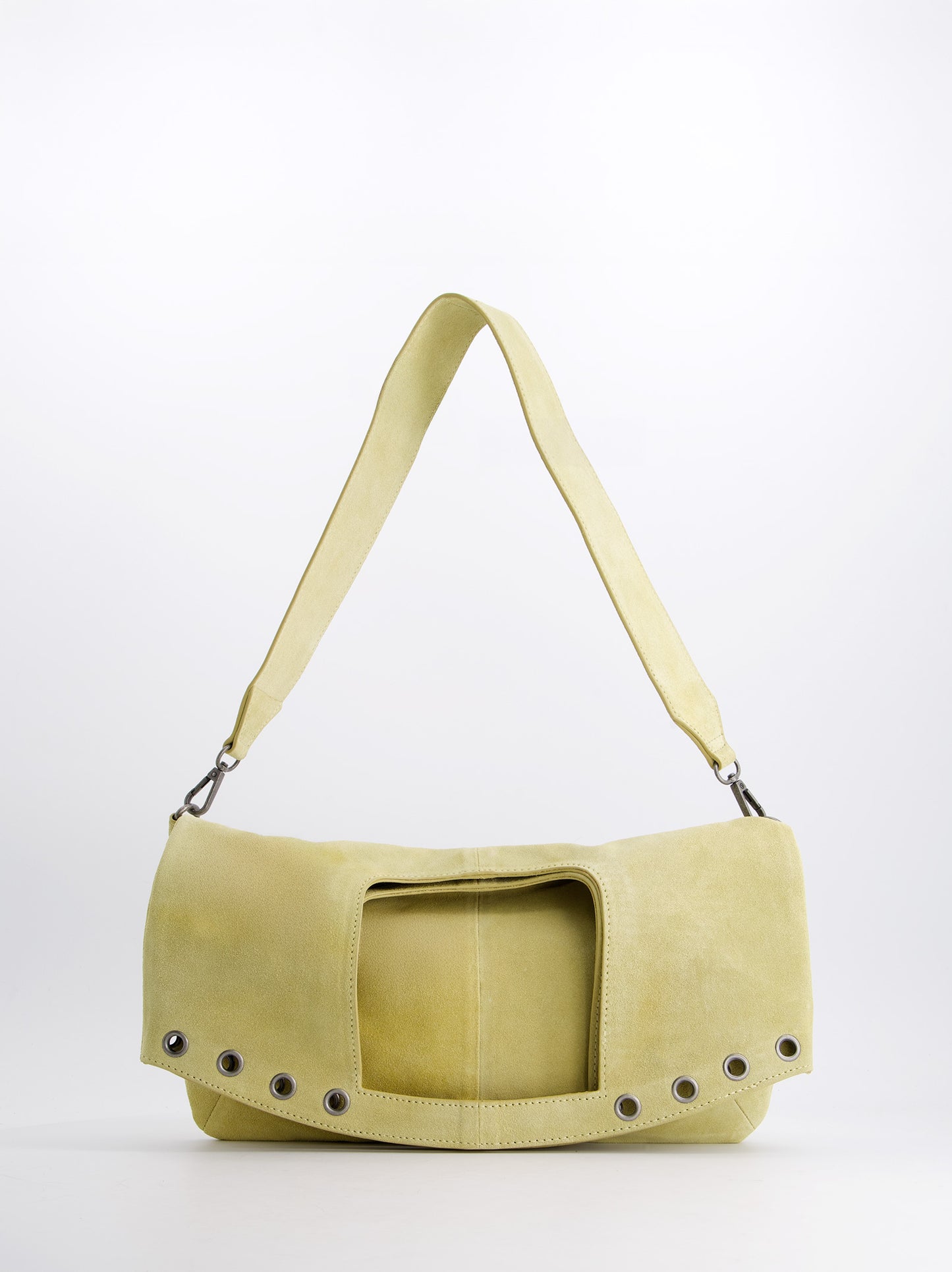 Bolso De Piel Serraje Amarillo Con Asa Extraíble -Tini