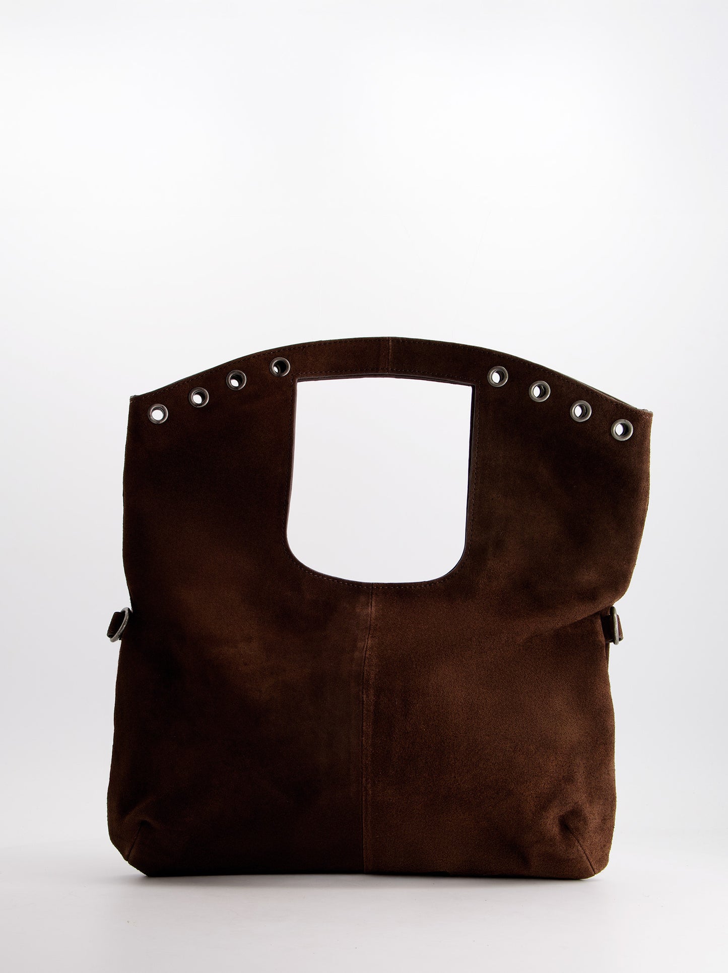 Bolso De Piel Serraje Marrón Con Asa Extraíble -Tini