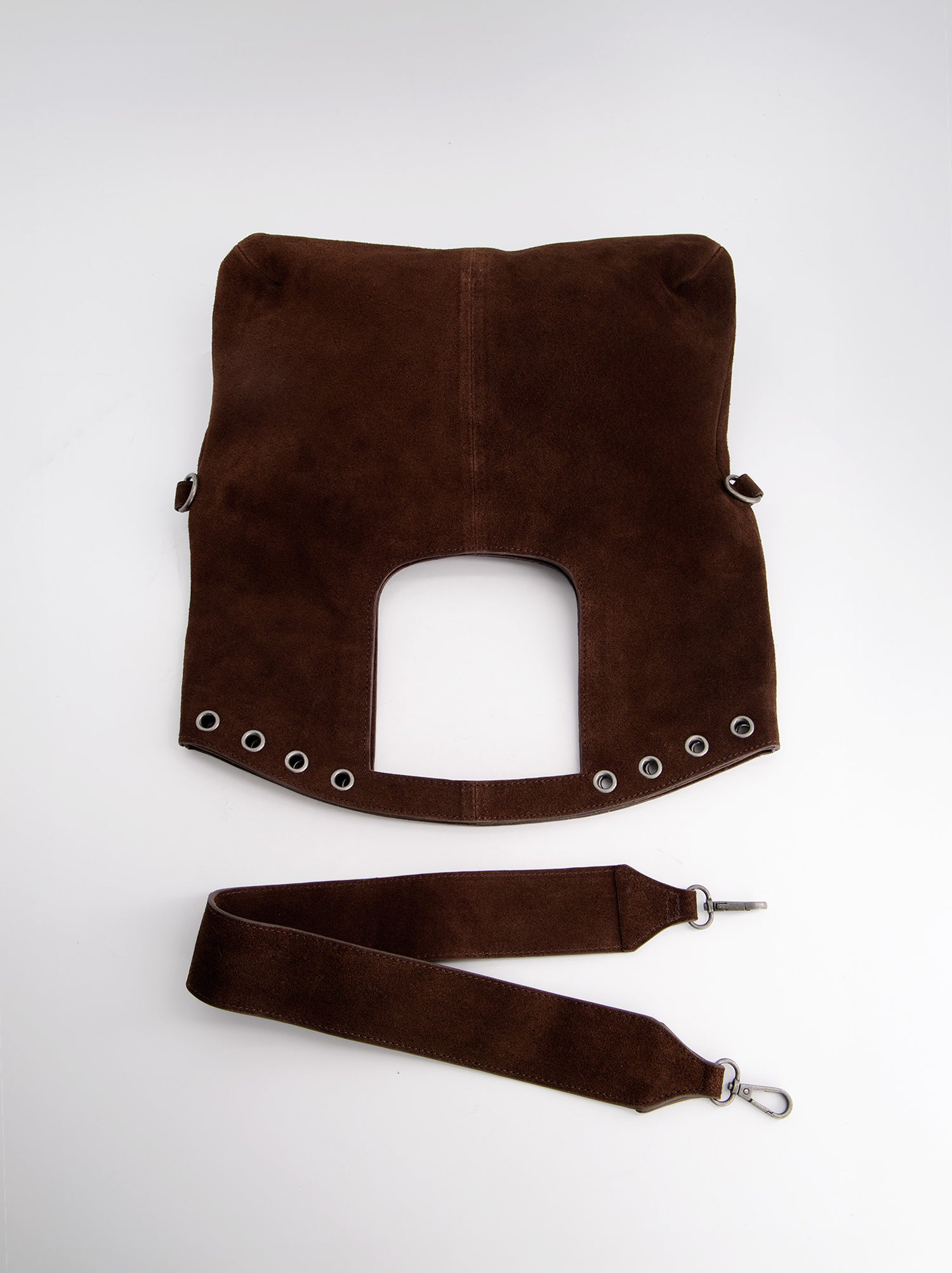 Bolso De Piel Serraje Marrón Con Asa Extraíble -Tini