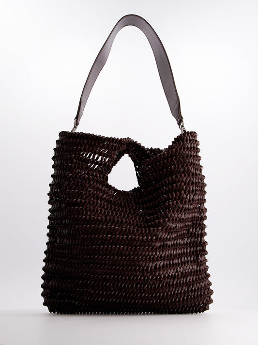 Bolso Trenzado De Piel Marrón - Franca