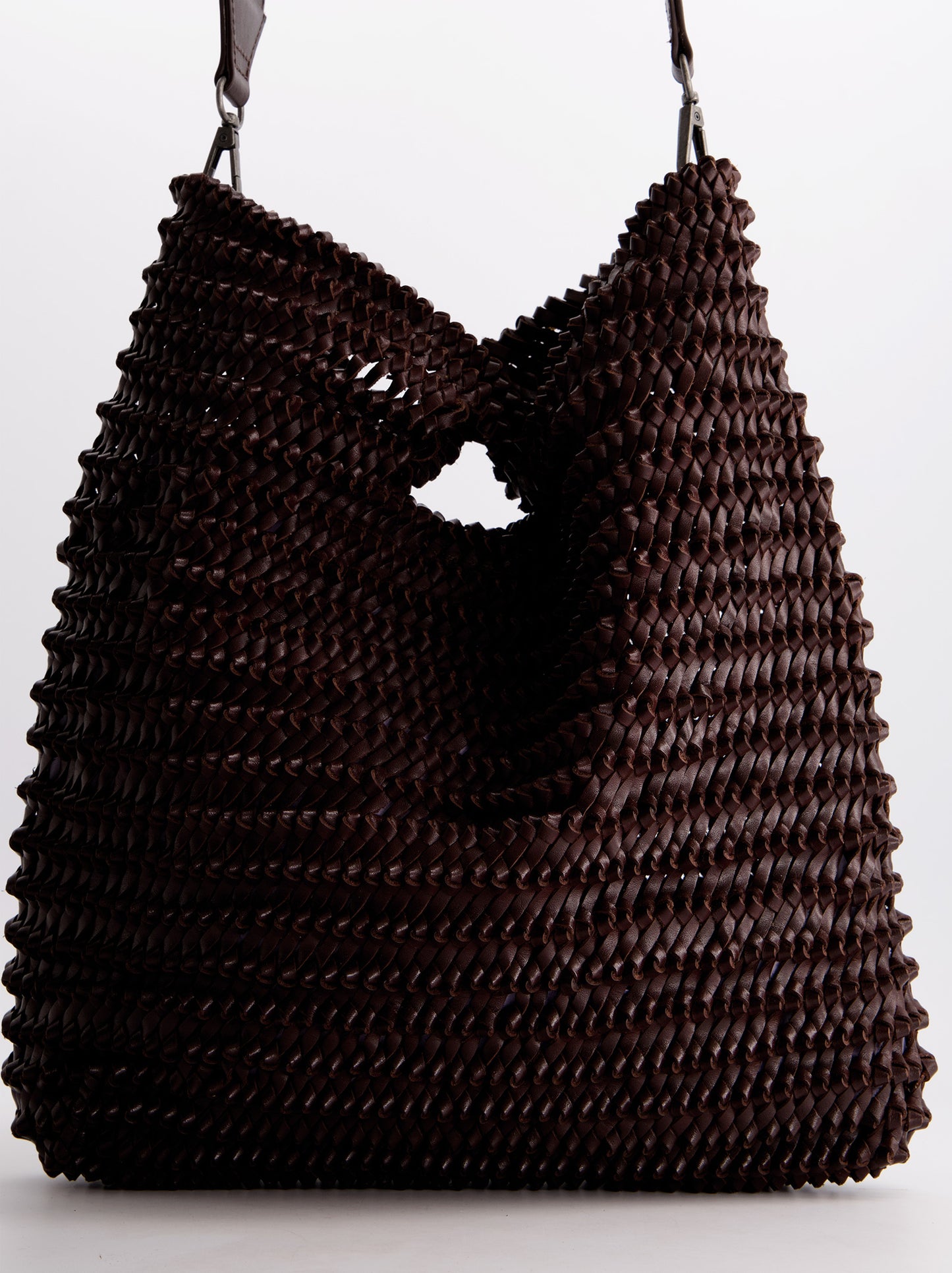 Bolso Trenzado De Piel Marrón - Franca