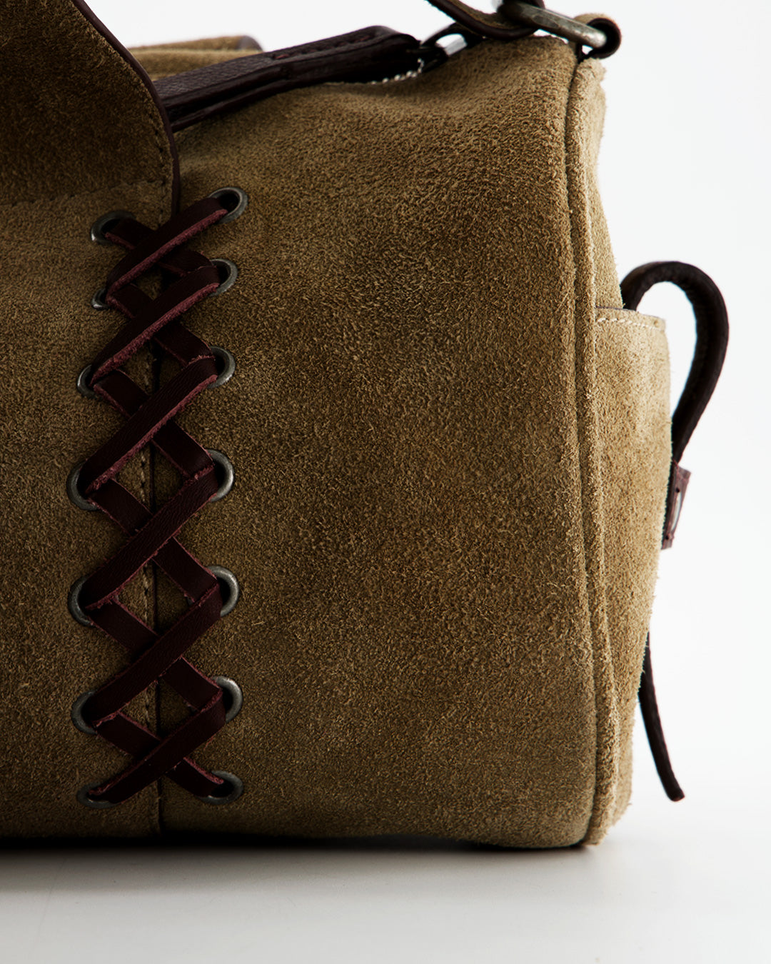 Bolso bowling de ante beige - Paquita