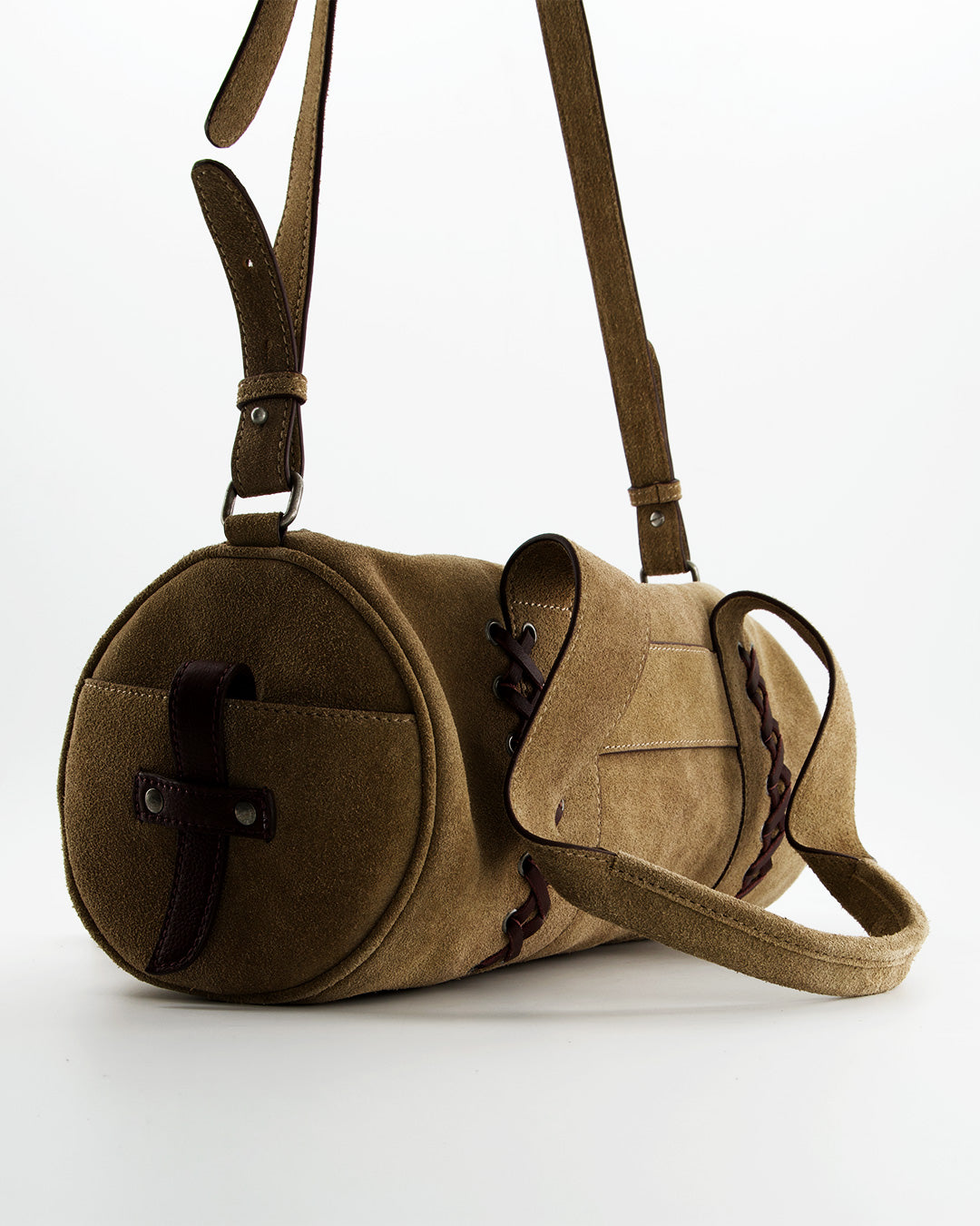 Bolso bowling de ante beige - Paquita