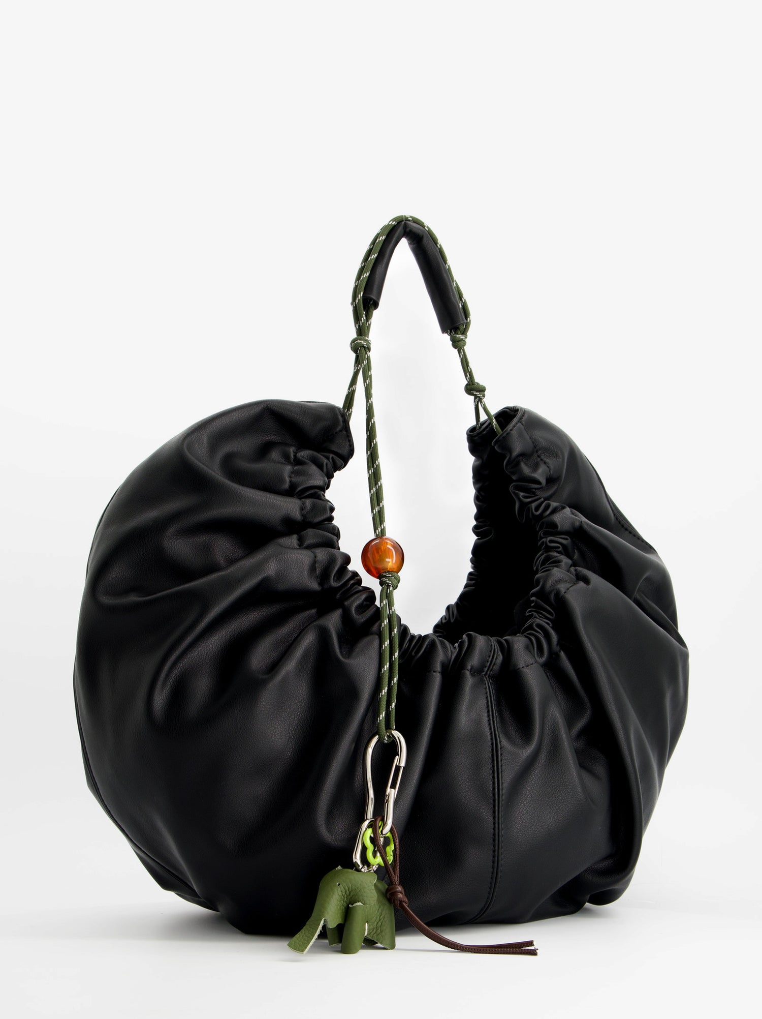 Bolso negro fruncido efecto piel - Bolor