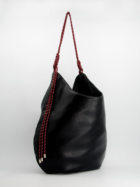 Bolso negro hobo efecto piel - ULK Oluv