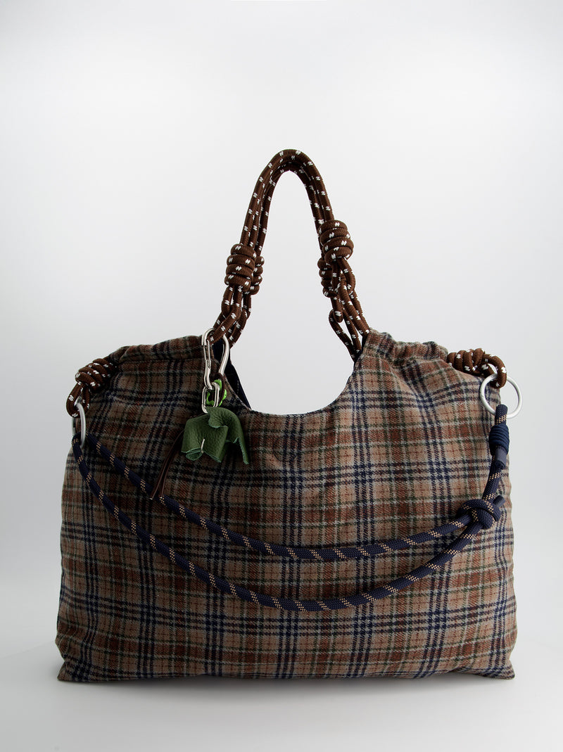 Bolso tote a cuadros con charms - Rever