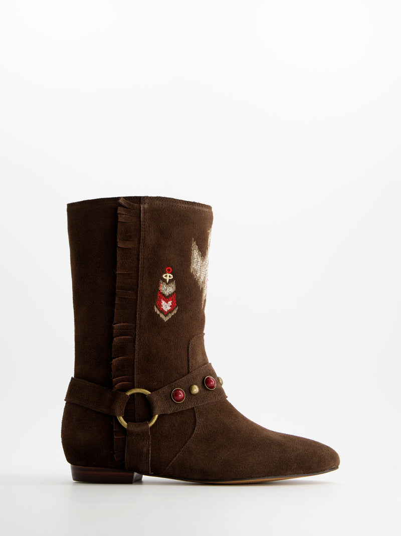 Botines planos de serraje estilo boho - ULK Doha