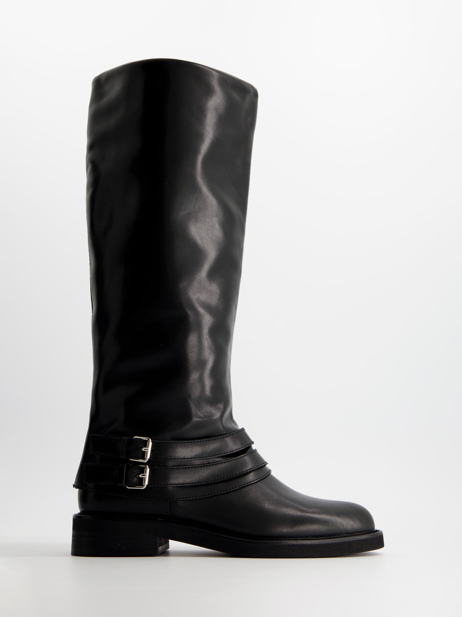 High leather boot with folded shaft - Ulk Farah