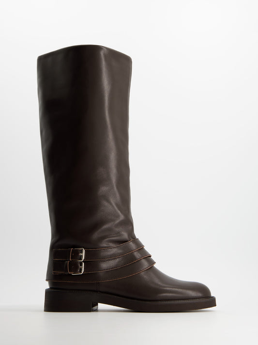 Botas altas de piel con caña vuelta - ULK Farah