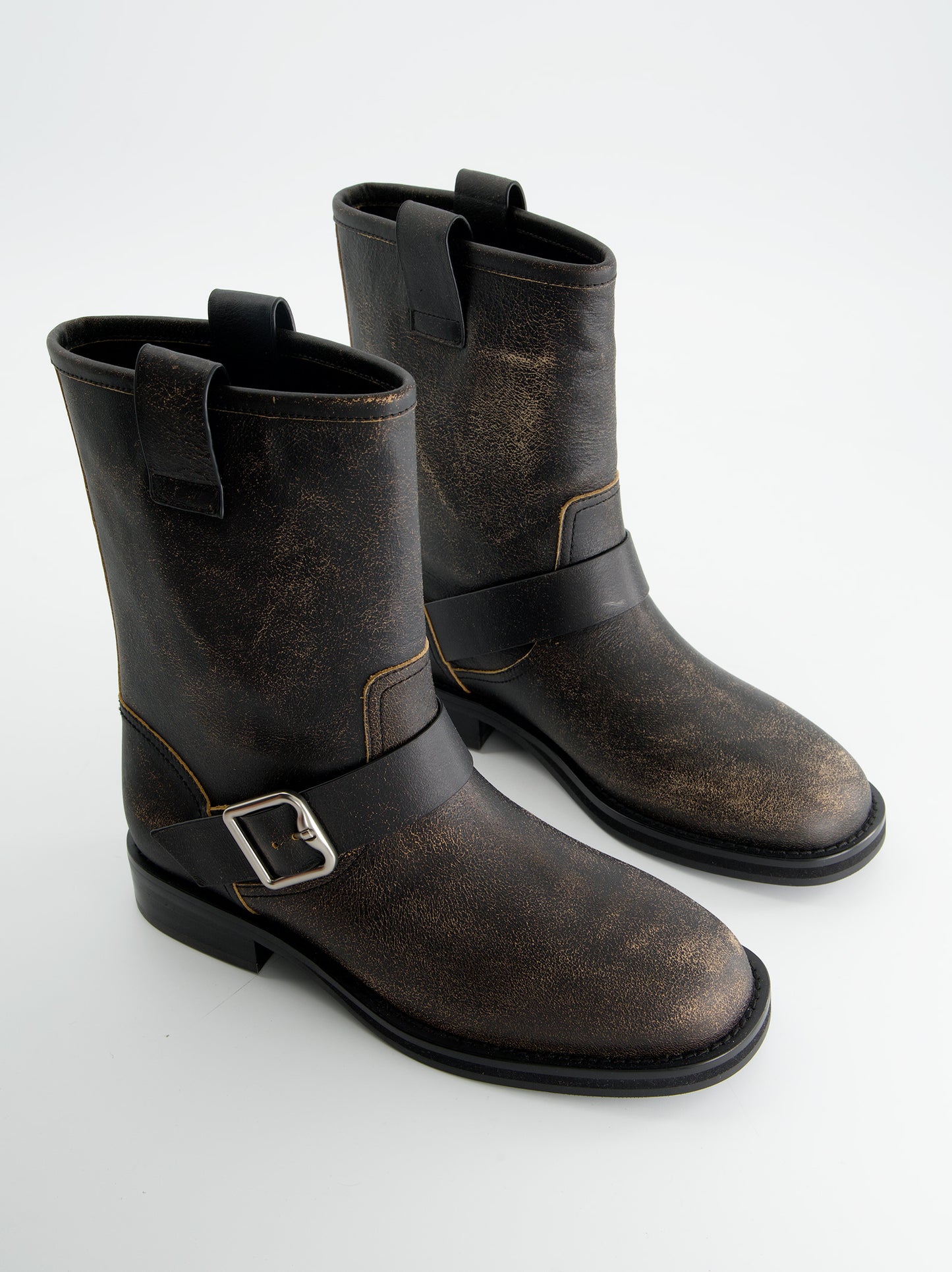 Bota biker marrón efecto envejecido - Cybellow