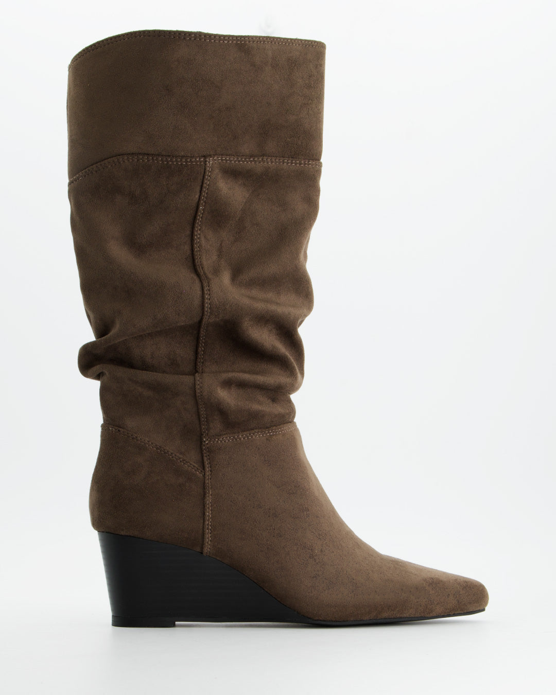 Botas altas marrón taupe de efecto ante con cuña - Prism