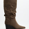Botas altas marrón taupe de efecto ante con cuña - Prism