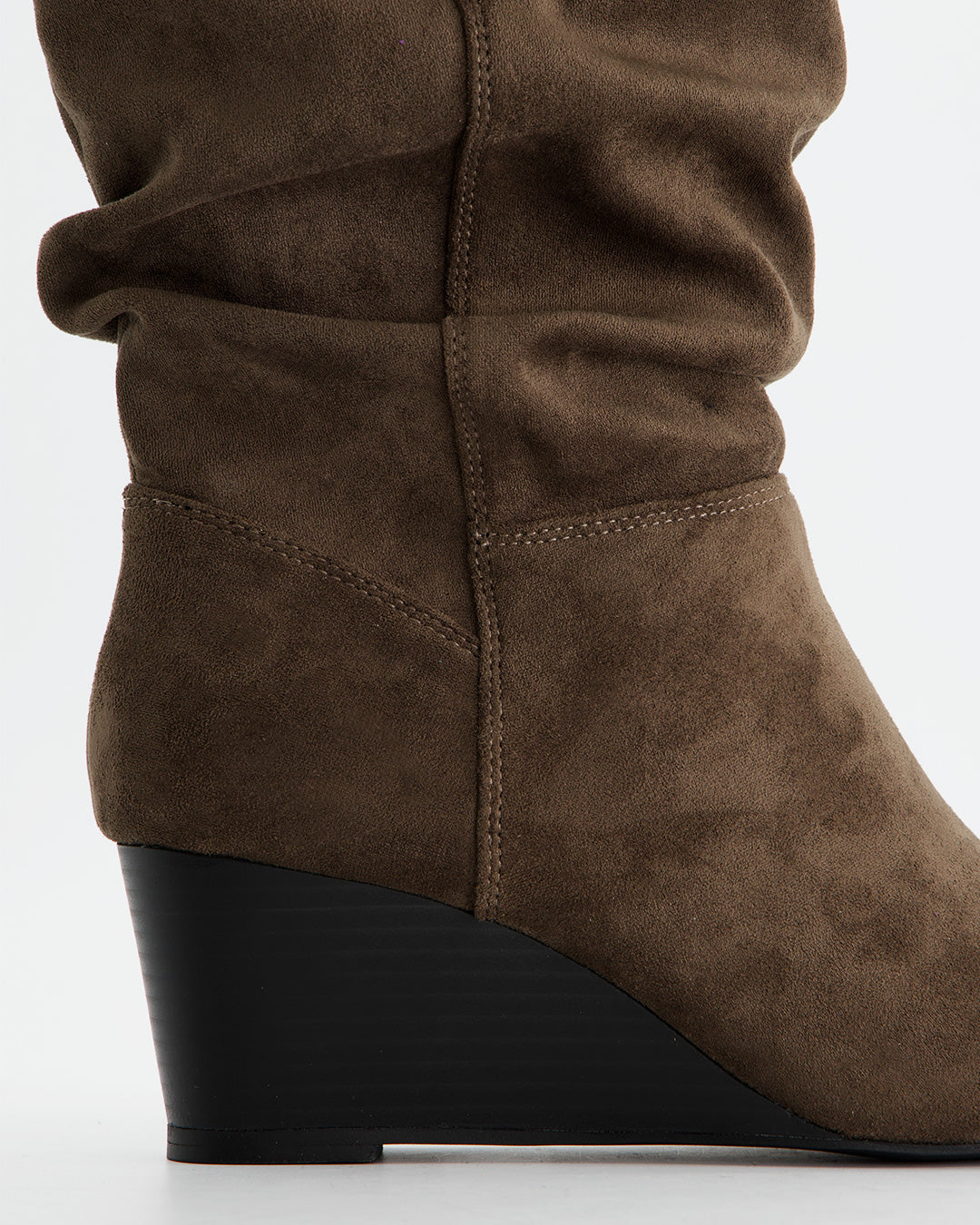 Botas altas marrón taupe de efecto ante con cuña - Prism