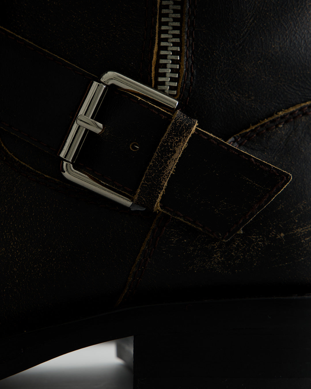 High Wedge Heel Ankle Boots with a Distressed Finish - Cyder