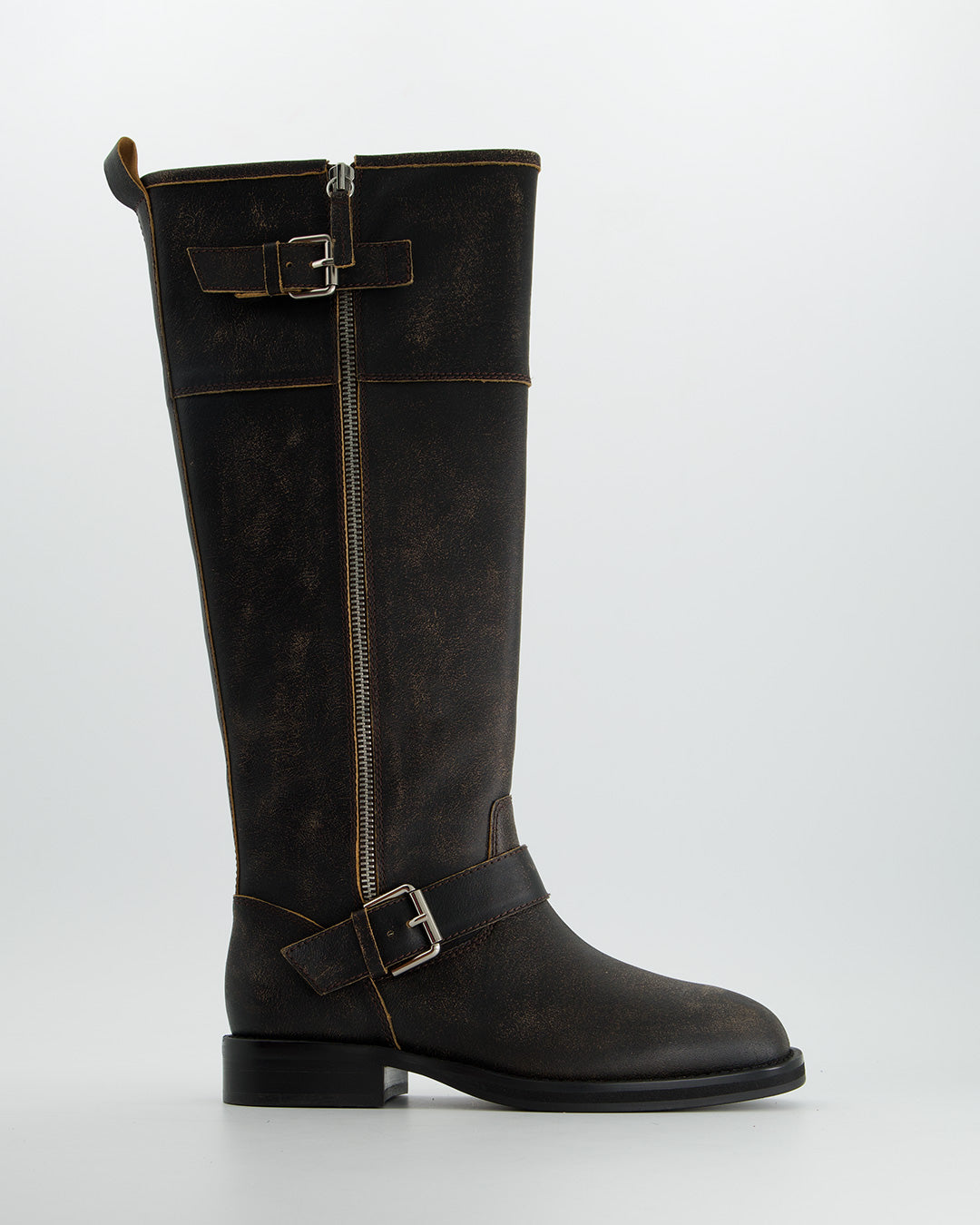 High Wedge Heel Ankle Boots with a Distressed Finish - Cyder
