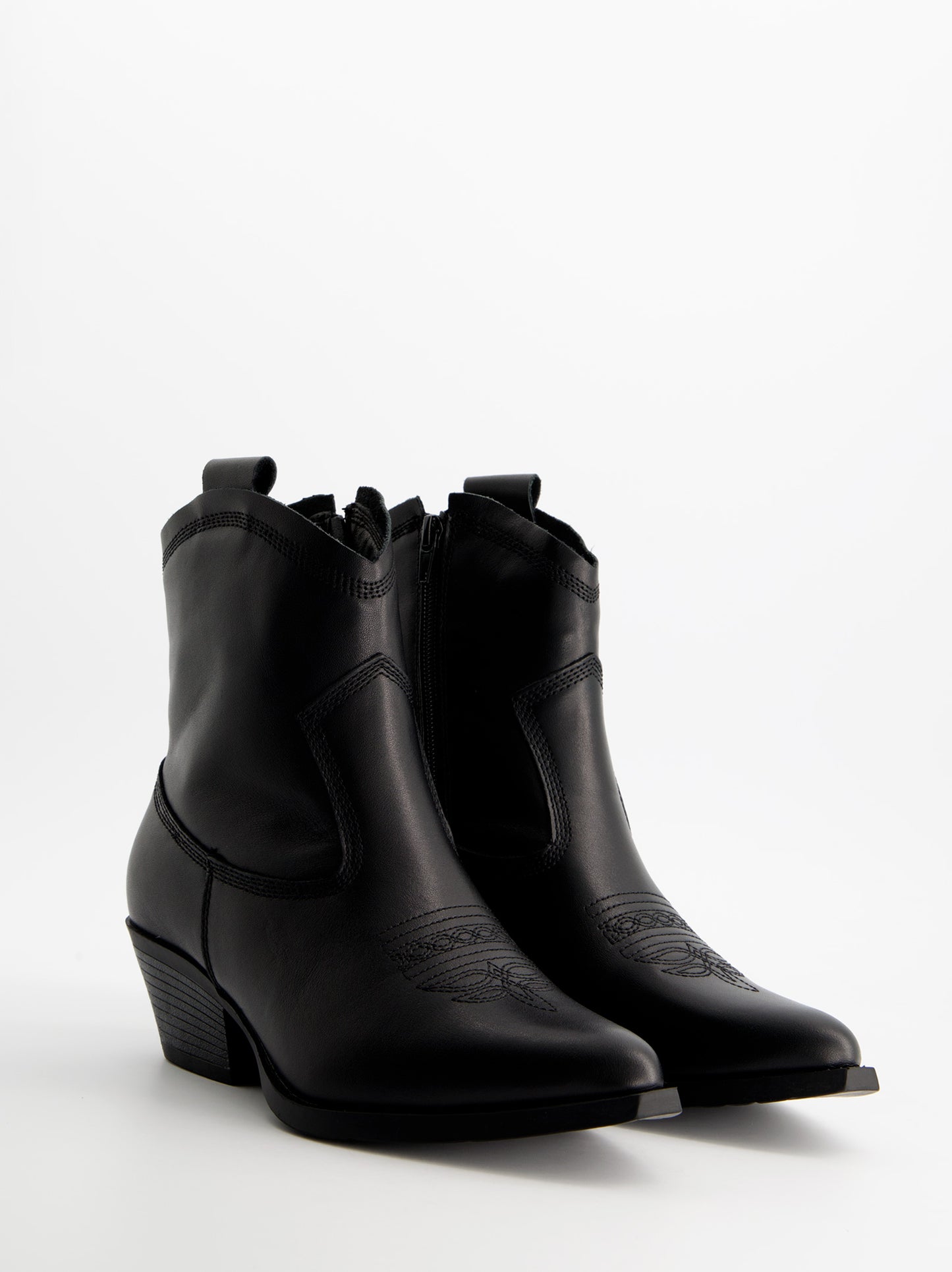 Botines cowboy de piel con tacón - Aroa