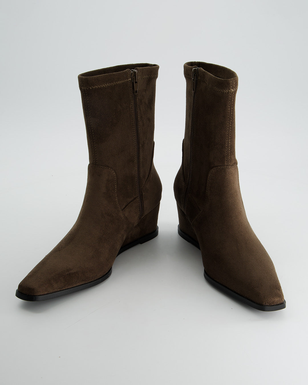Botines de ante marrón con cuña - Roux