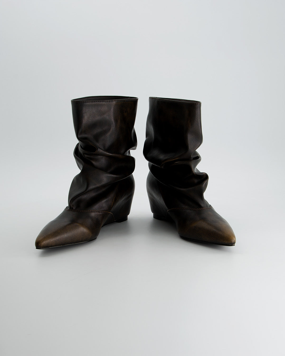 Botines de piel marrón con cuña - Rugge