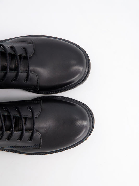 Black leather military boots - Fanny